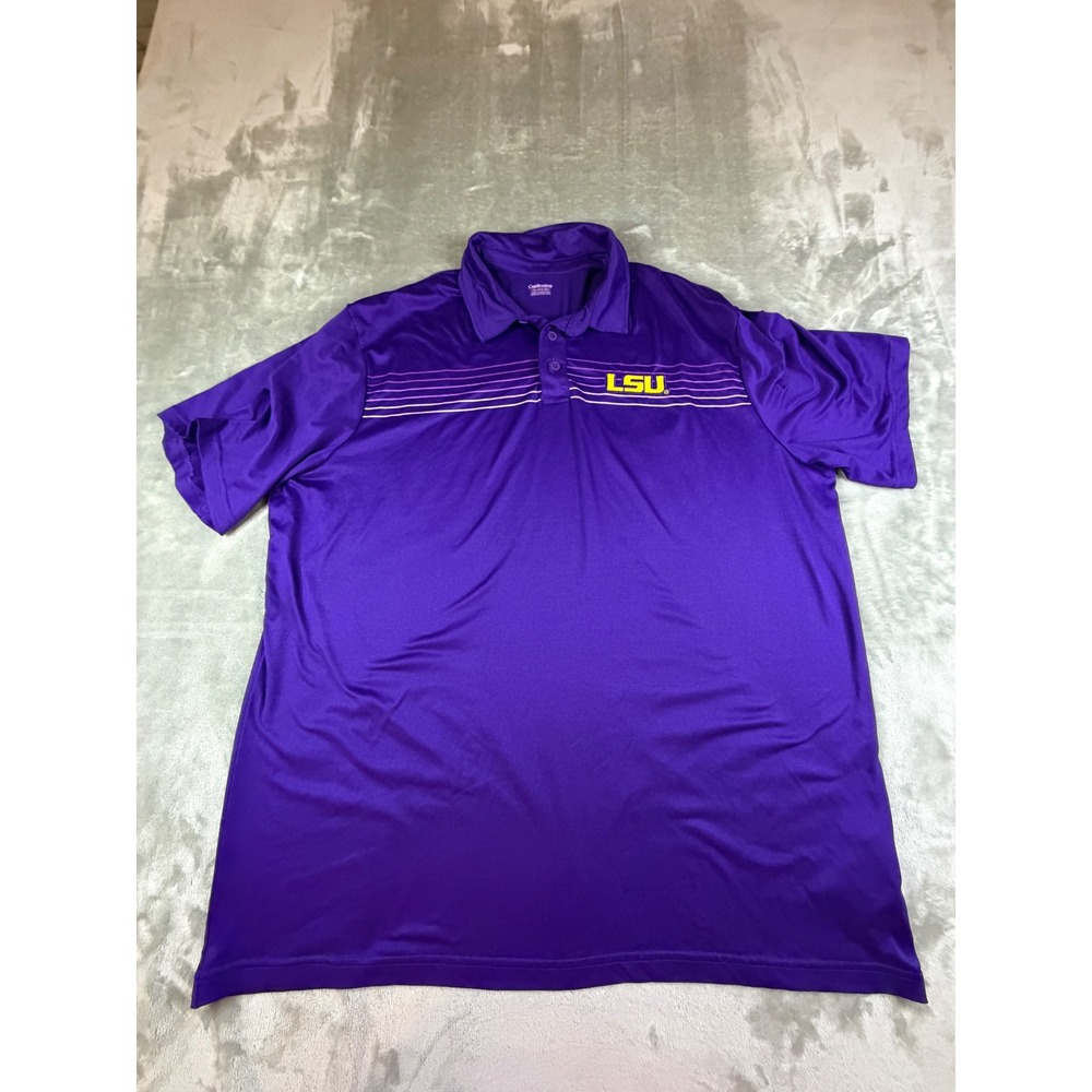 Captivating LSU Polo Shirt Mens 2XL Purple NCAA Tigers Short Sleeve Performance